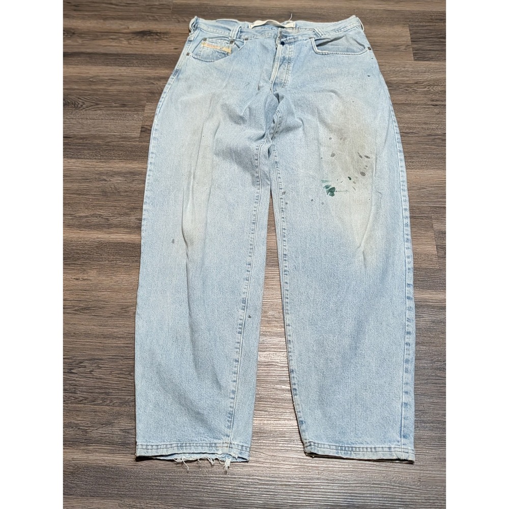 Diesel Saddle Vintage 90s Light Wash Distressed Relaxed Tapered Jeans 38x34